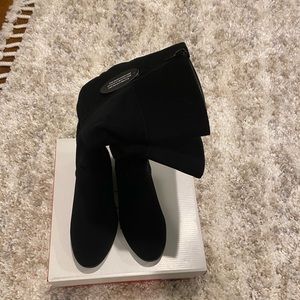 NIB Suede black mid-calf, low heel boots - size 6